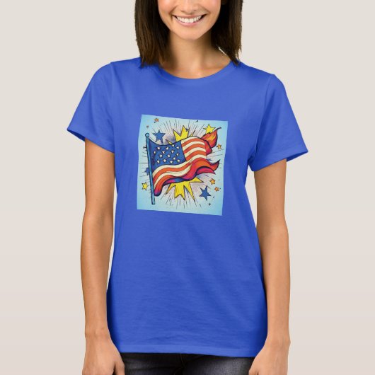 Amerikaanse Pop Art Flag T-shirt (Voorkant)
