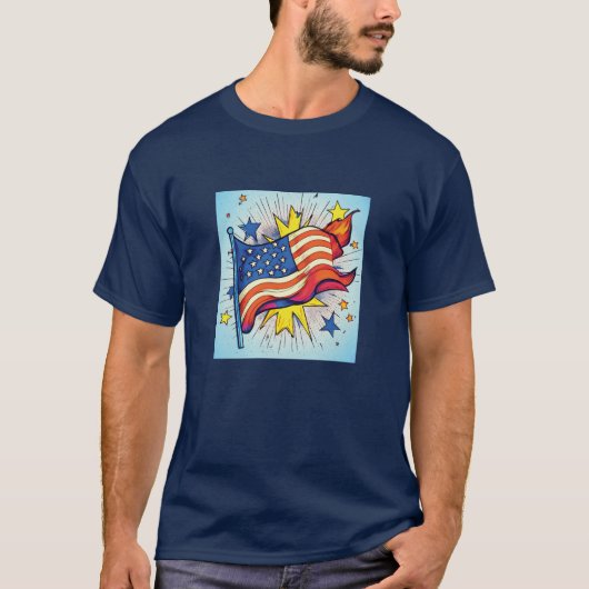 Amerikaanse Pop Art Flag T-shirt (Voorkant)