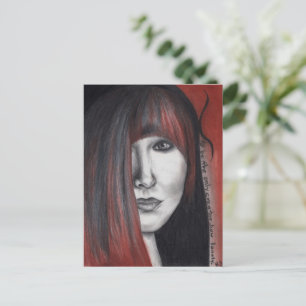 Amerikaanse popvrouw portret originele kunst teken briefkaart