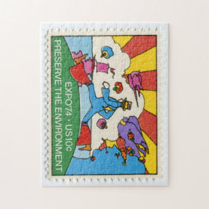 Amerikaanse postage Stamp Jigzaag Puzzle Legpuzzel