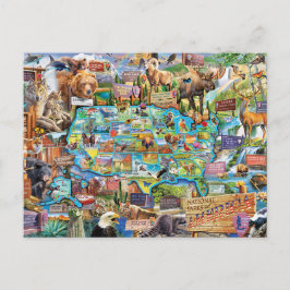 Amerikaanse Postale Collage Nationale Park Briefkaart