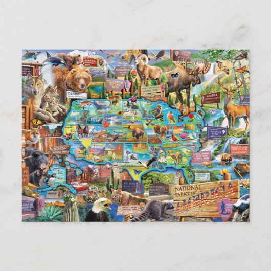 Amerikaanse Postale Collage Nationale Park Briefkaart (Voorkant)