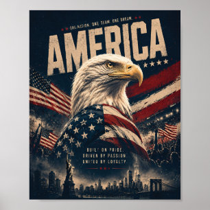 Amerikaanse Poster met Steelaarend en Patriottisch