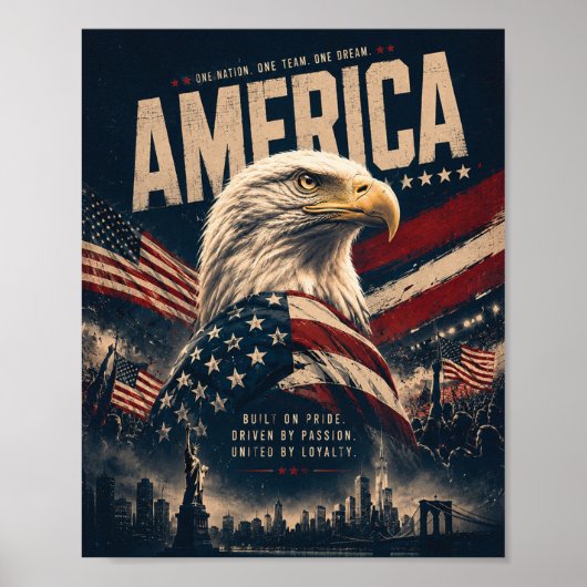 Amerikaanse Poster met Steelaarend en Patriottisch (Voorkant)