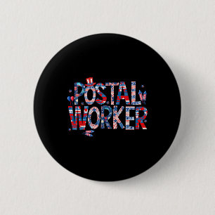 Amerikaanse Postmedewerker Usa Vlag Postbode Post  Ronde Button 5,7 Cm