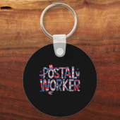 Amerikaanse postmedewerker Usa vlag postbode post Sleutelhanger (Voorkant)