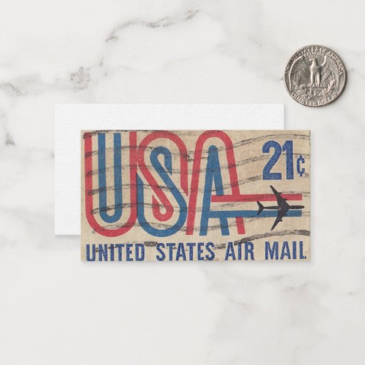 Amerikaanse postzegel notitiekaartje (Voorkant / Achterkant in situ)