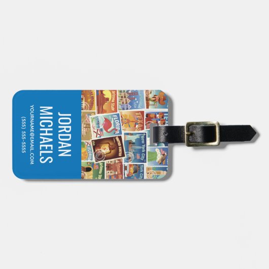 Amerikaanse postzegels bagagelabel (Voorkant horizontaal)