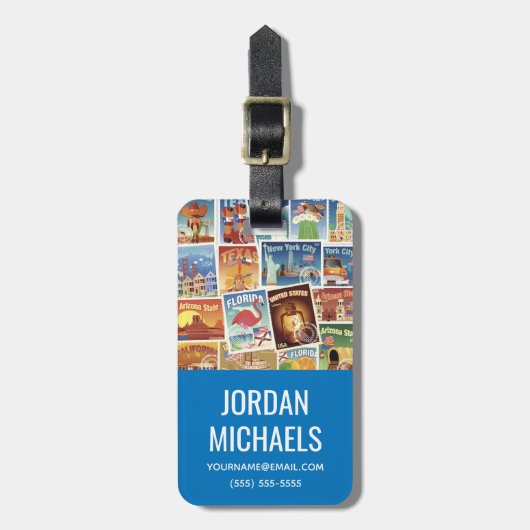 Amerikaanse postzegels bagagelabel (Voorkant verticaal)