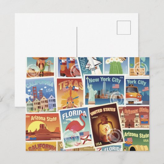 Amerikaanse postzegels briefkaart (Voorkant / Achterkant)