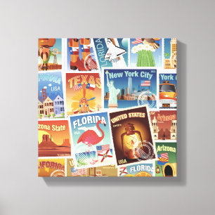 Amerikaanse postzegels canvas afdruk