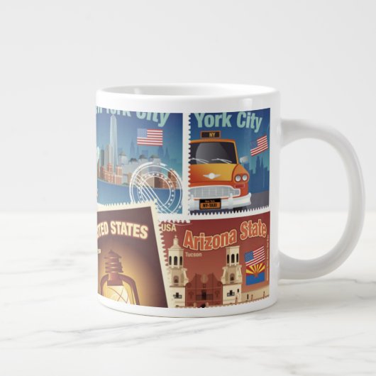 Amerikaanse postzegels grote koffiekop (Rechts)