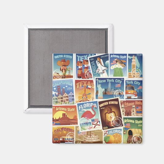 Amerikaanse postzegels magneet (Voorkant / Achterkant)