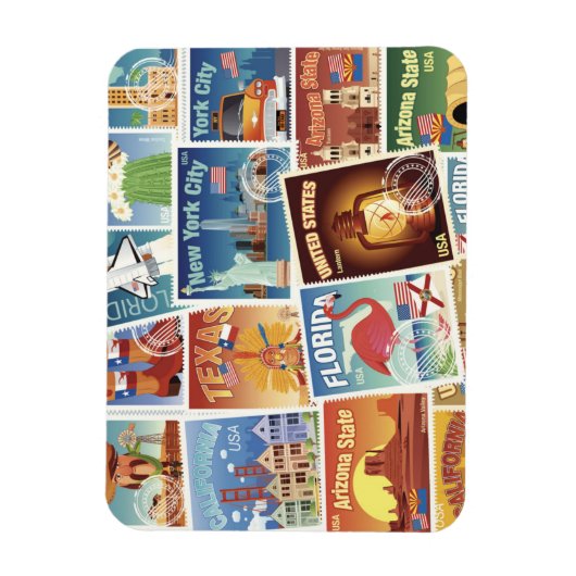 Amerikaanse postzegels magneet (Verticaal)