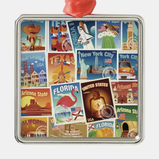 Amerikaanse postzegels metalen ornament (Voorkant)