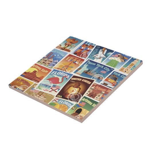 Amerikaanse postzegels tegeltje (Zijkant)