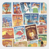 Amerikaanse postzegels vierkante sticker (Voorkant)