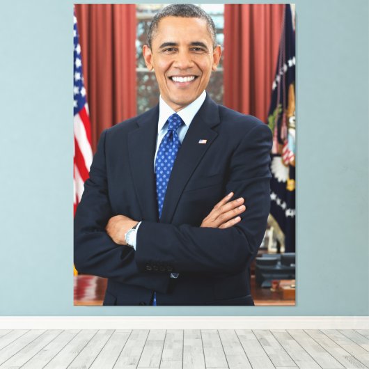 Amerikaanse President Barack Obama Canvas Afdruk (Insitu (Houten vloer))