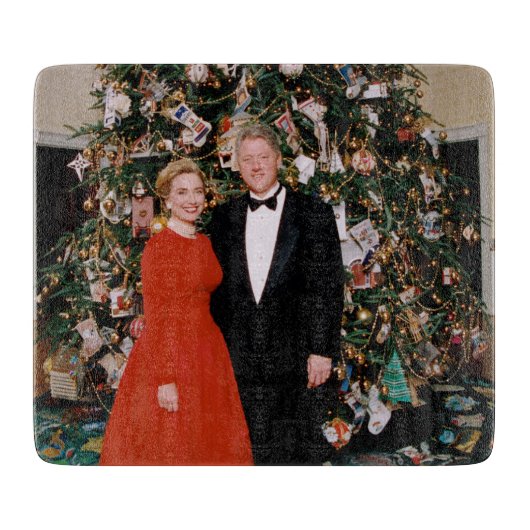 Amerikaanse President Bill Clinton Kerstkaart Snijplank (Voorkant)