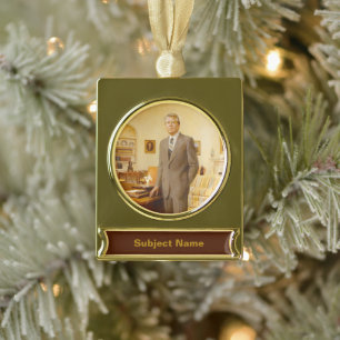 Amerikaanse president James Earl Carter Oval Offic Verguld Banner Ornament