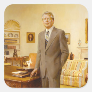 Amerikaanse president James Earl Carter Oval Offic Vierkante Sticker