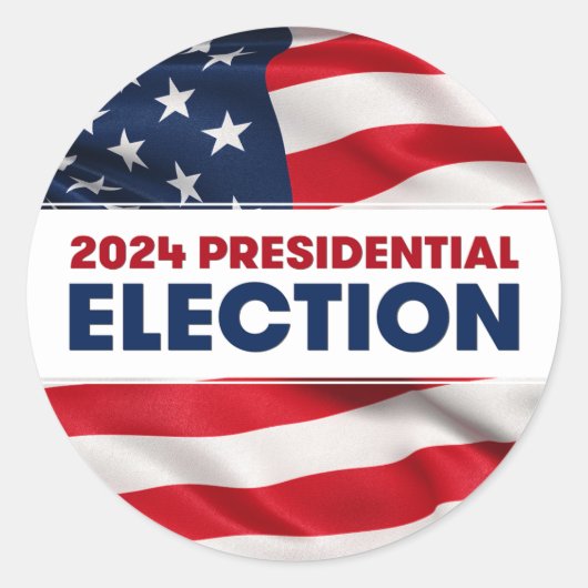 Amerikaanse presidentsverkiezingen 2024 ronde sticker (Voorkant)