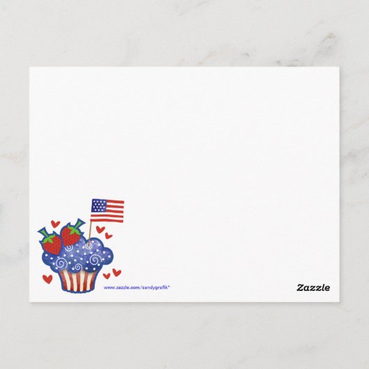 Amerikaanse Pride Cupcake Briefkaart (Achterkant)