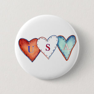 Amerikaanse pride Hearts Button