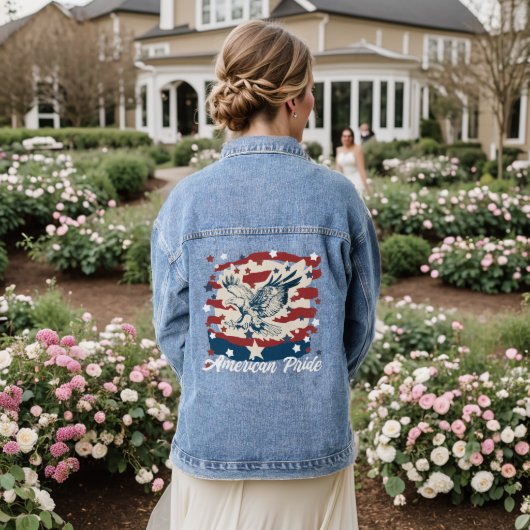 Amerikaanse Pride Vintage Eagle Denim Jas Jacket (Huwelijk Achterkant)