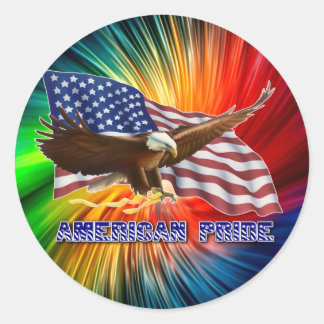 AMERIKAANSE PRIJS ELGF EN VLAG RONDE STICKER