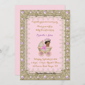 Amerikaanse prinses Baby shower roze Uitnodiging 4 (Voorkant / Achterkant)