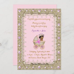 Amerikaanse prinses Baby shower roze Uitnodiging 4