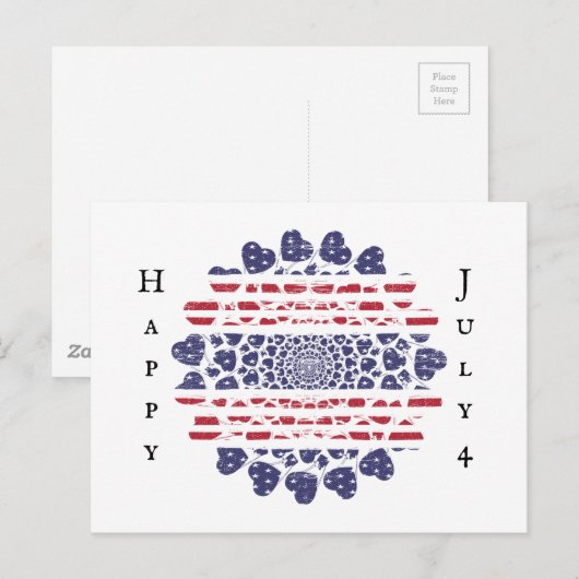 Amerikaanse Psychedelische Patriottische Harten Ti Briefkaart (Voorkant / Achterkant)