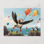 Amerikaanse puffins klif waterballonnen briefkaart (Voorkant)