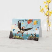 Amerikaanse puffins klif waterballonnen kaart (Gele Bloem)