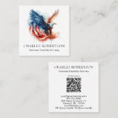 *~* Amerikaanse QR. Vlag Kale Adelaar AP16 Vierkante Visitekaartje (Voorkant / Achterkant)