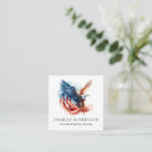 *~* Amerikaanse QR. Vlag Kale Adelaar AP16 Vierkante Visitekaartje (Staand voorkant)