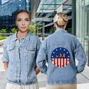 Amerikaanse Quote Amerikaanse Vlag Sterren in Cirk Denim Jacket