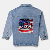 Amerikaanse Quote Amerikaanse Vlag Vrouwen Denim Jacket (Achterkant)