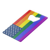 Amerikaanse Rainbow Pride Creditkaart Flessenopener (Achterkant Gekanteld)