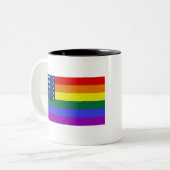 Amerikaanse Rainbow Pride Tweekleurige Koffiemok (Voorkant links)