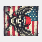 Amerikaanse Rebel Skull Fleece Deken (Voorkant (Horizontaal))