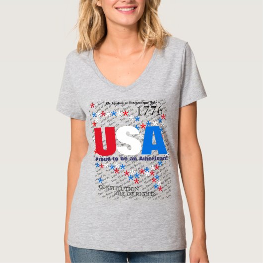 Amerikaanse Red White Blue-grondwet T-shirt (Voorkant)
