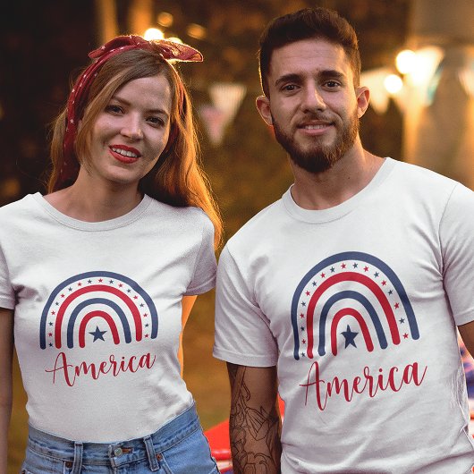 Amerikaanse Red White en Blue Rainbow Unisex T-shirt