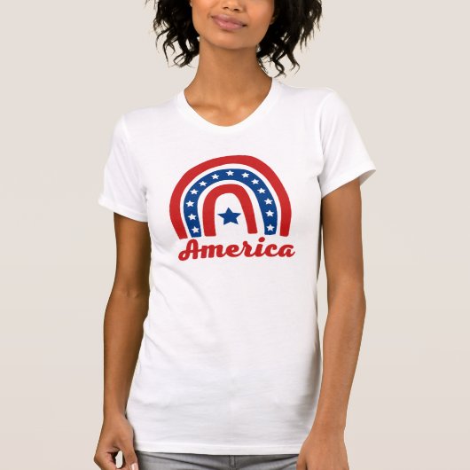 Amerikaanse regenboog 4 juli T-Shirt (Voorkant)