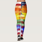 Amerikaanse regenboogvlag | Houtkorrels en schildp Leggings (Achterkant)