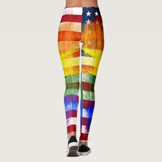 Amerikaanse regenboogvlag | Houtkorrels en schildp Leggings (Achterkant)