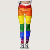 Amerikaanse regenboogvlag | Houtkorrels en schildp Leggings (Voorkant)