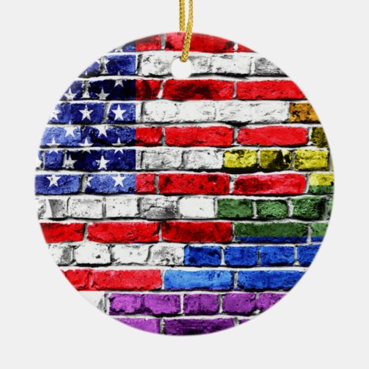 Amerikaanse regenboogvlag keramisch ornament (Voorkant)