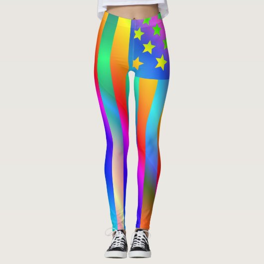 Amerikaanse regenboogvlag leggings (Voorkant)